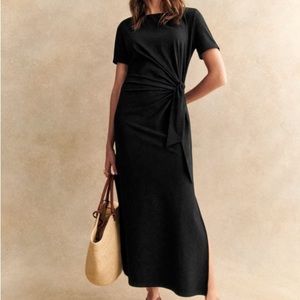 Sezane Pippa midi t-shirt dress, black, size small